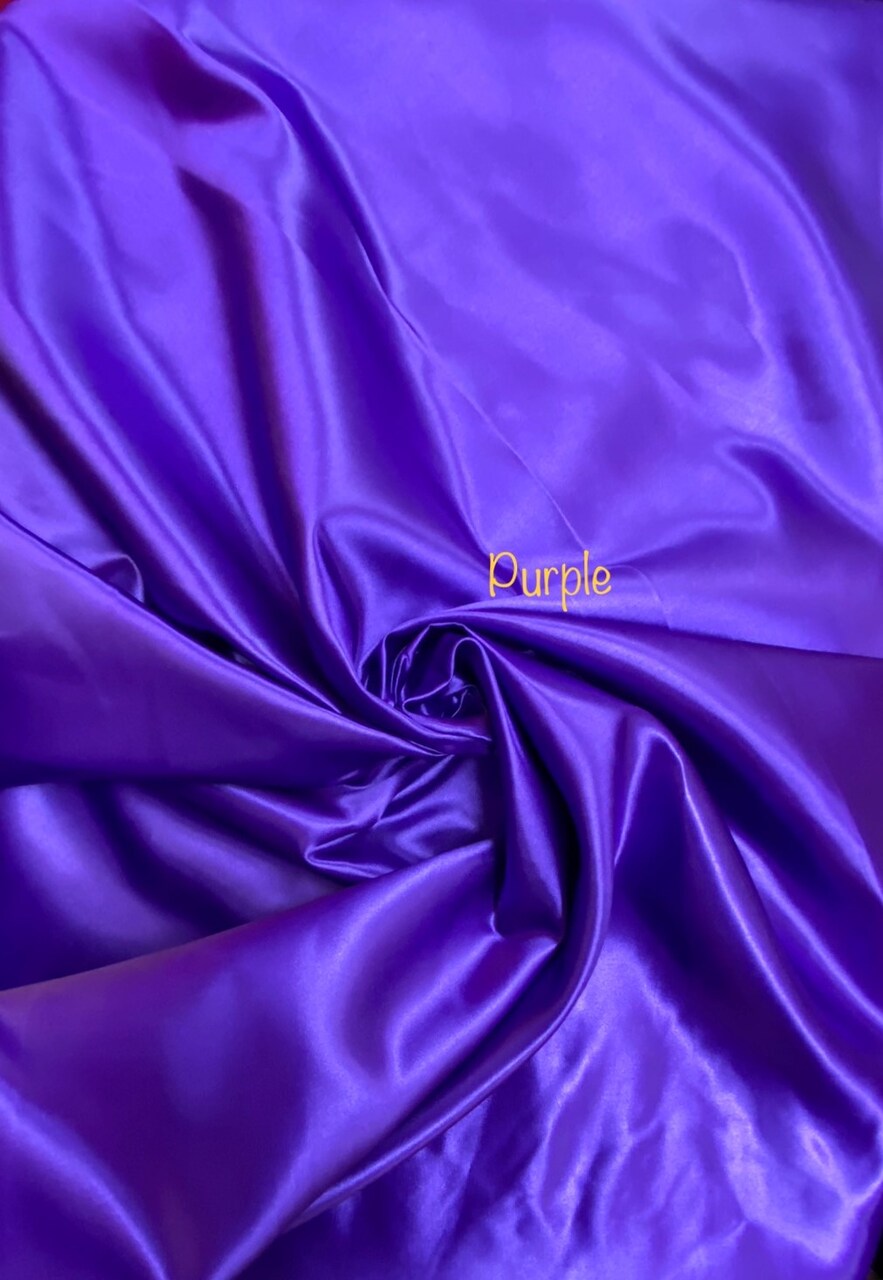 1 Yard Purple Bridal Satin Fabric 58/60 Inch Wide Smooth Sheen Polyester for Wedding Gowns, Drapes & Backdrops